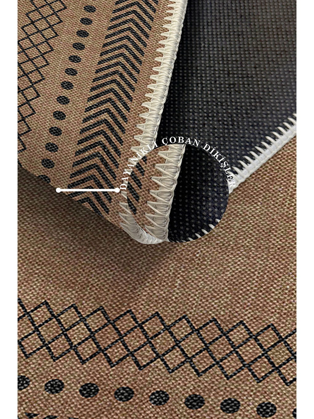 Kahverengi Modern Dekoratif Yıkanabilir Kaymaz Taban Halı – İnce, Yumuşak Salon Halısı, Mutfak Halısı ve Yolluk-3