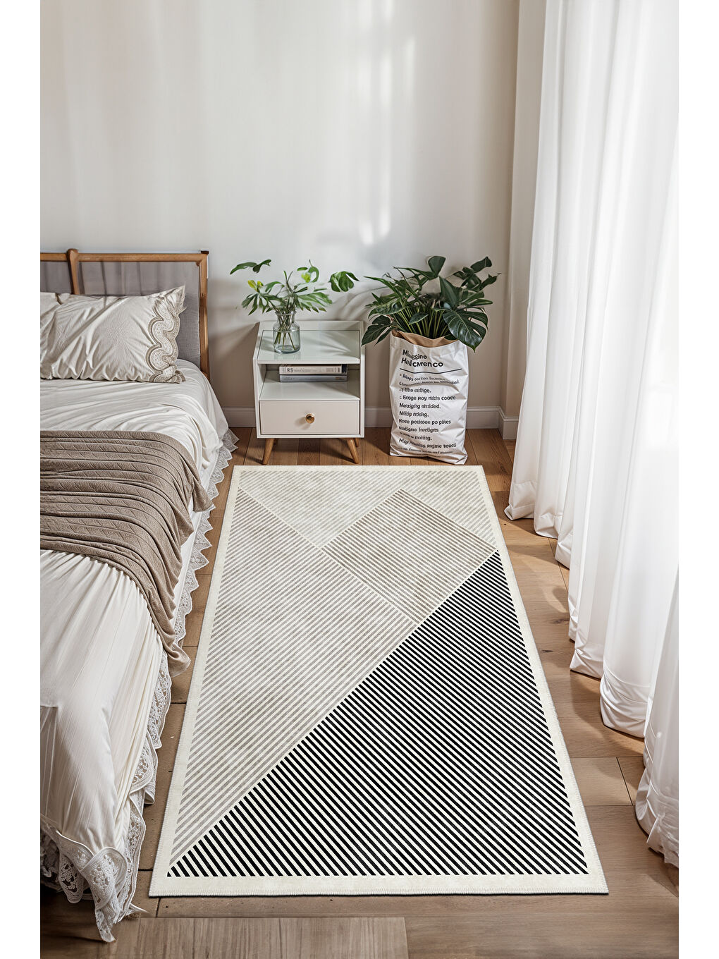 Gri Modern Dekoratif Yıkanabilir Kaymaz Taban Halı – İnce, Yumuşak Salon Halısı, Mutfak Halısı ve Yolluk-1