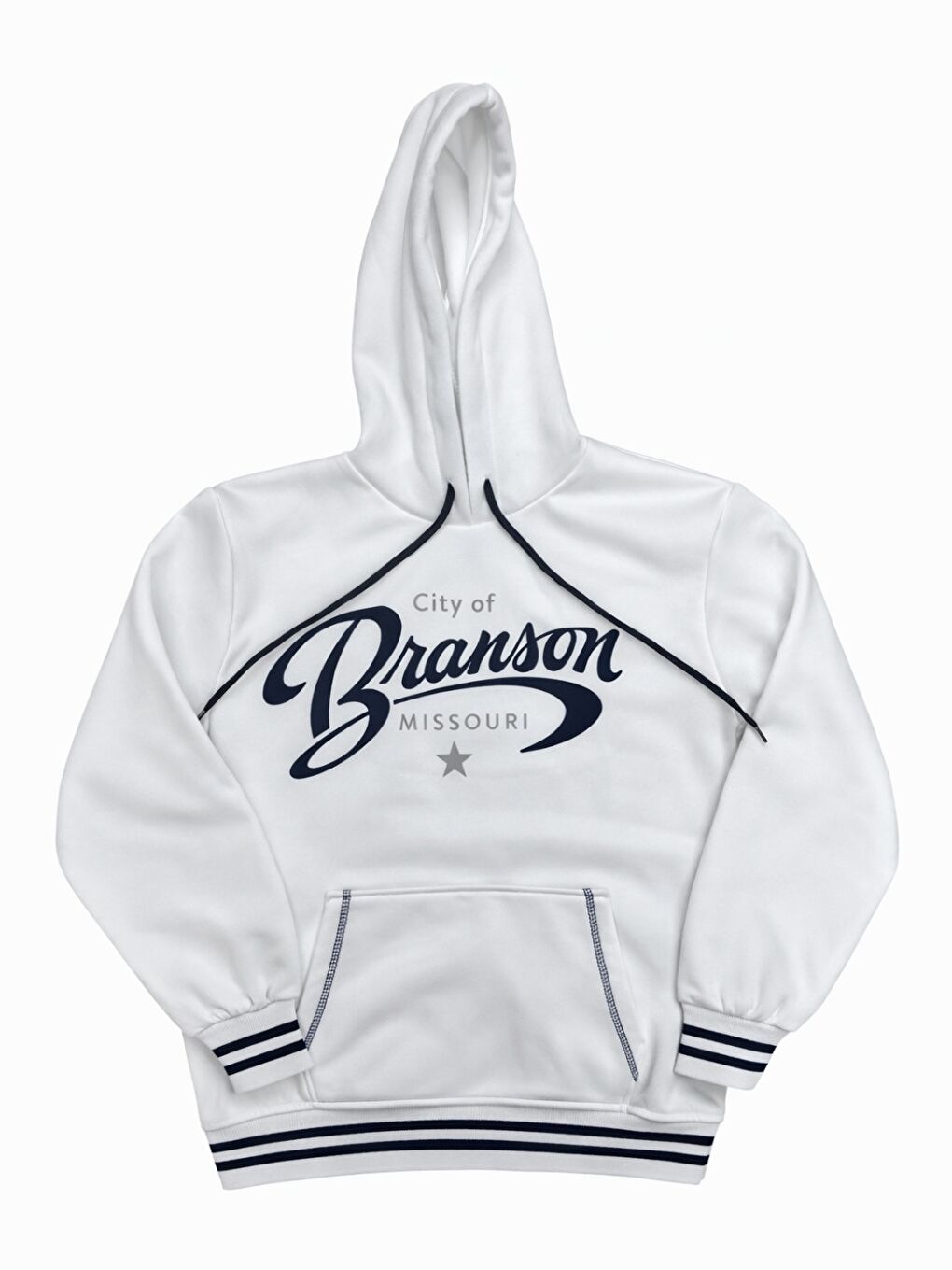 Beyaz Erkek Çocuk Kapüşonlu Kanguru Cepli Ribana ve Baskı Detaylı 3 İplik Sweatshirt 12326