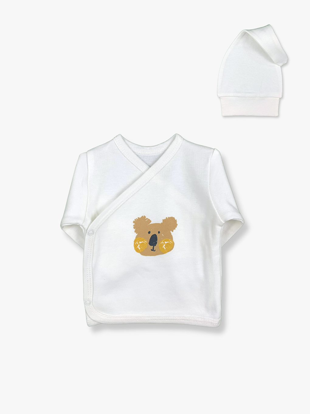 Ekru Zarf Yaka Uzun Kollu Erkek Bebek 3’lü Takım-1