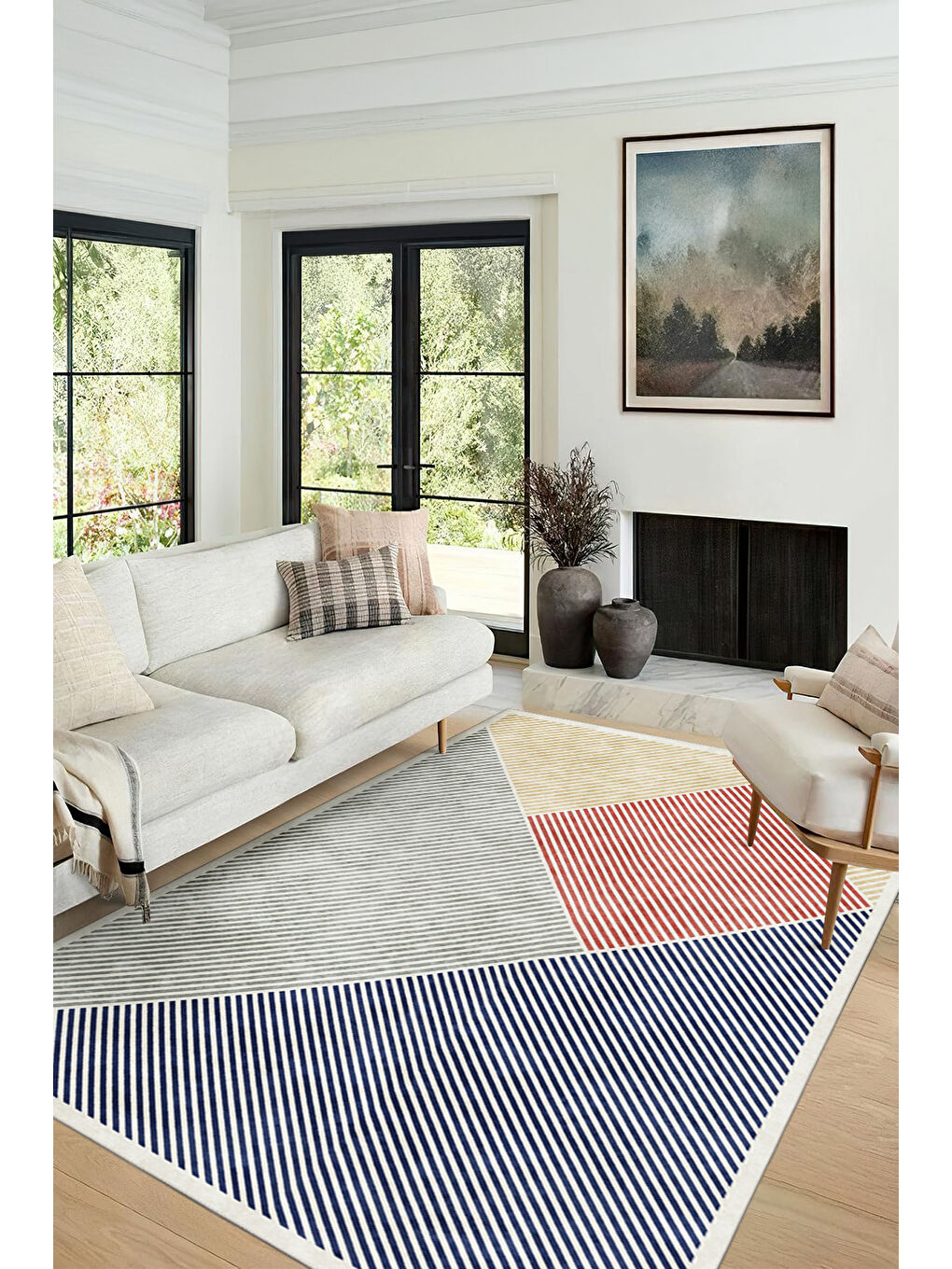 Sarı Modern Dekoratif Yıkanabilir Kaymaz Taban Halı – İnce, Yumuşak Salon Halısı, Mutfak Halısı ve Yolluk-2