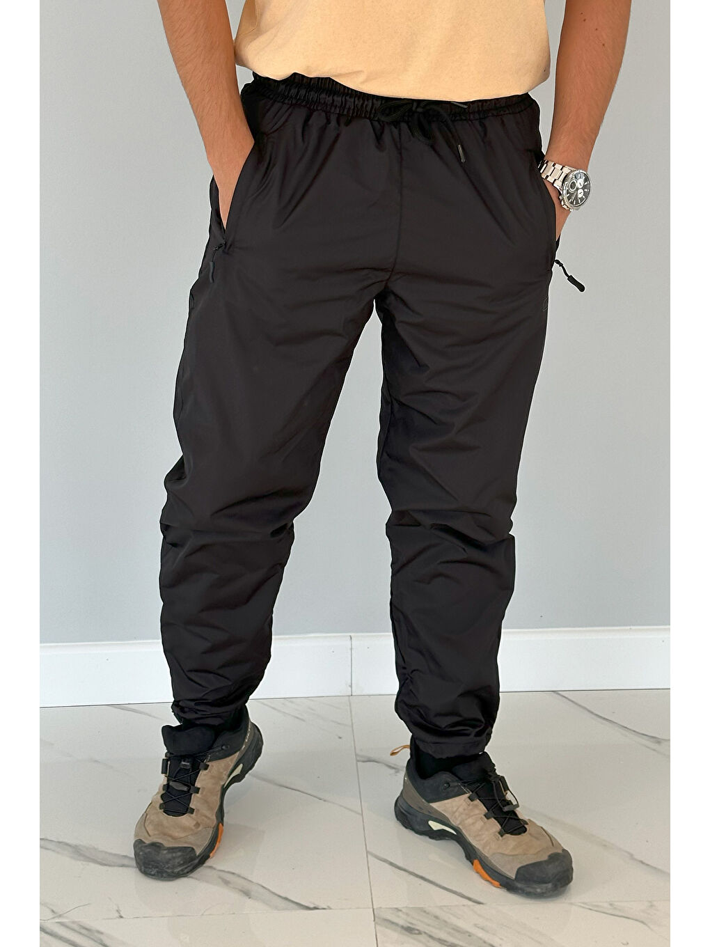 Outdoor İçi Polarlı Cepli Paraşüt Kar Erkek Pantolon 5035 Siyah