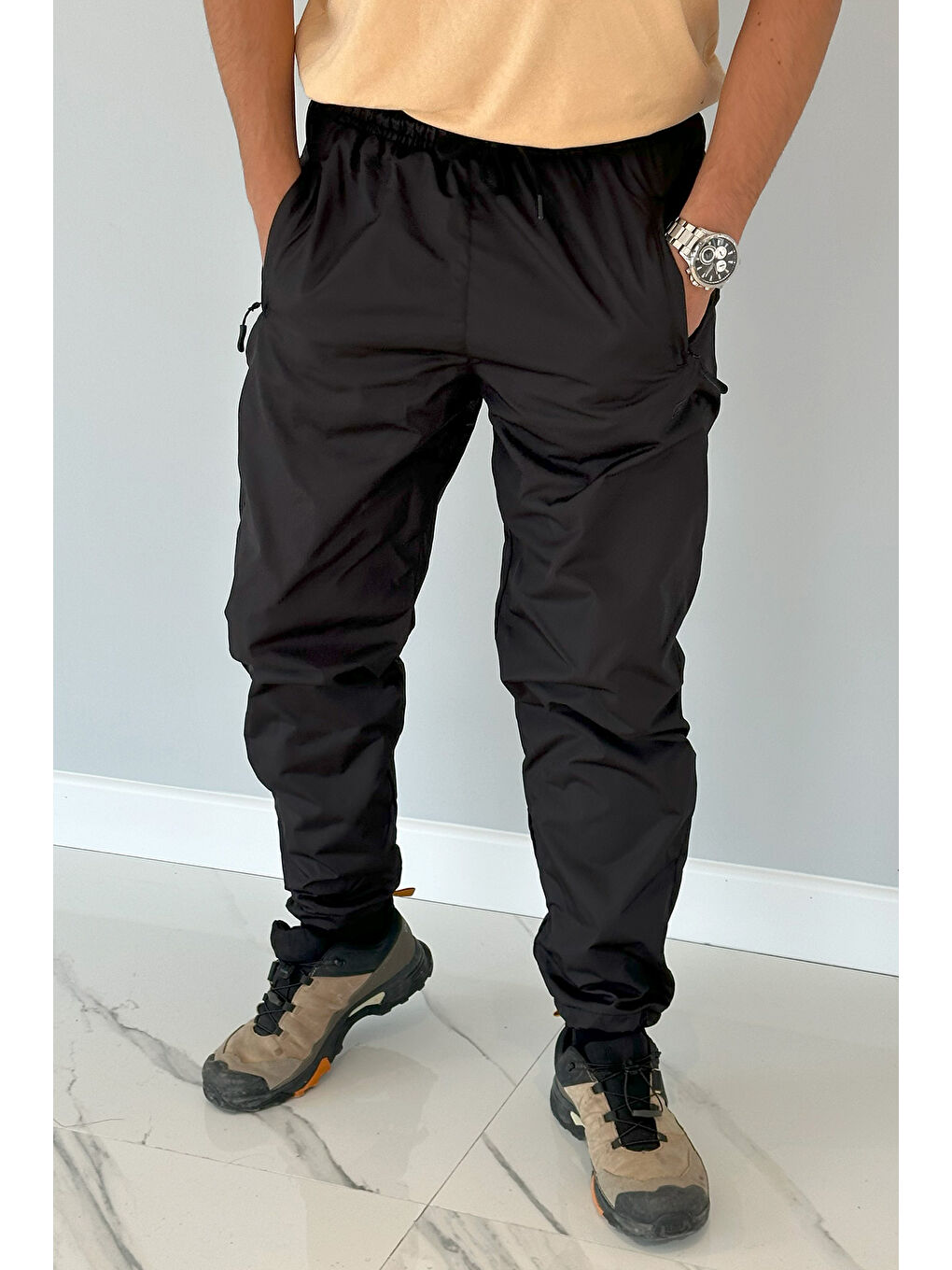 Outdoor İçi Polarlı Cepli Paraşüt Kar Erkek Pantolon 5035 Siyah-3