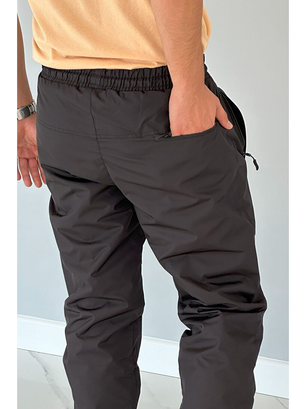 Outdoor İçi Polarlı Cepli Paraşüt Kar Erkek Pantolon 5035 Siyah-1