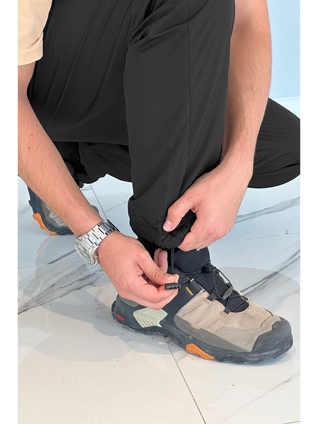 Outdoor İçi Polarlı Cepli Paraşüt Kar Erkek Pantolon 5035 Siyah-4