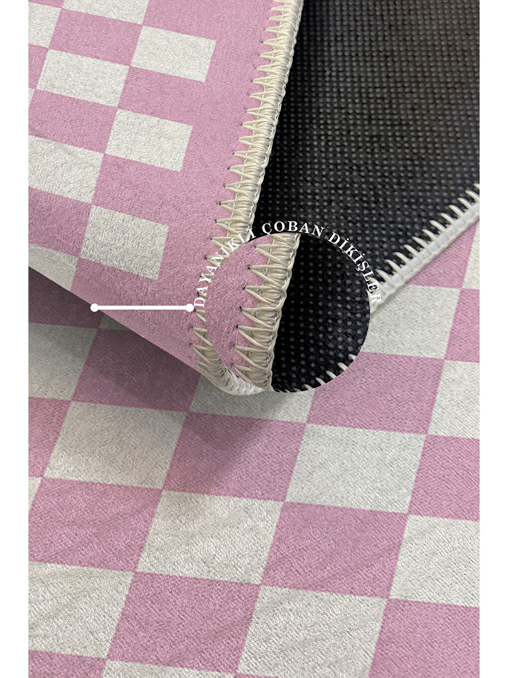 Pembe Dekoratif Özel Tasarım Yıkanabilir Modern Halı 120x180-3