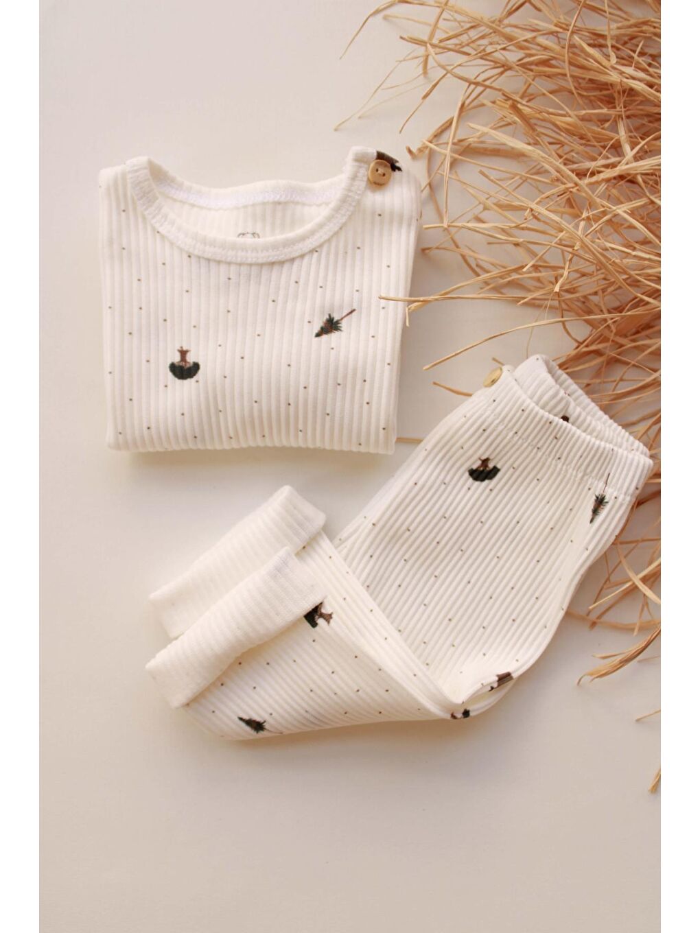 Ekru Tree Bebek Alt Üst Takım-5