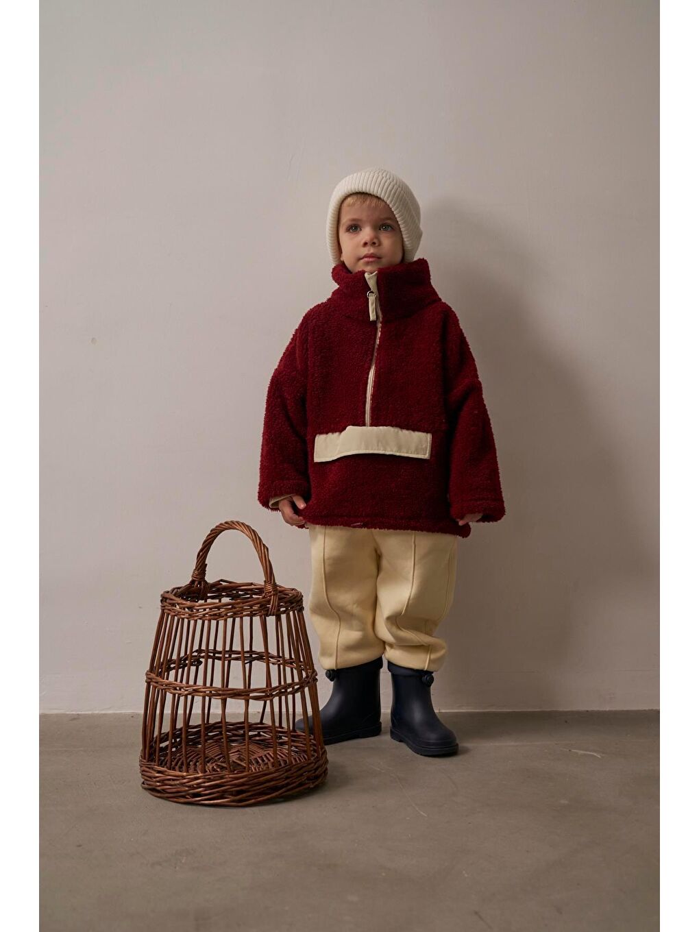 Bordo Wellsoft Yarım Fermuar Çocuk Mont 1-6 Yaş-2