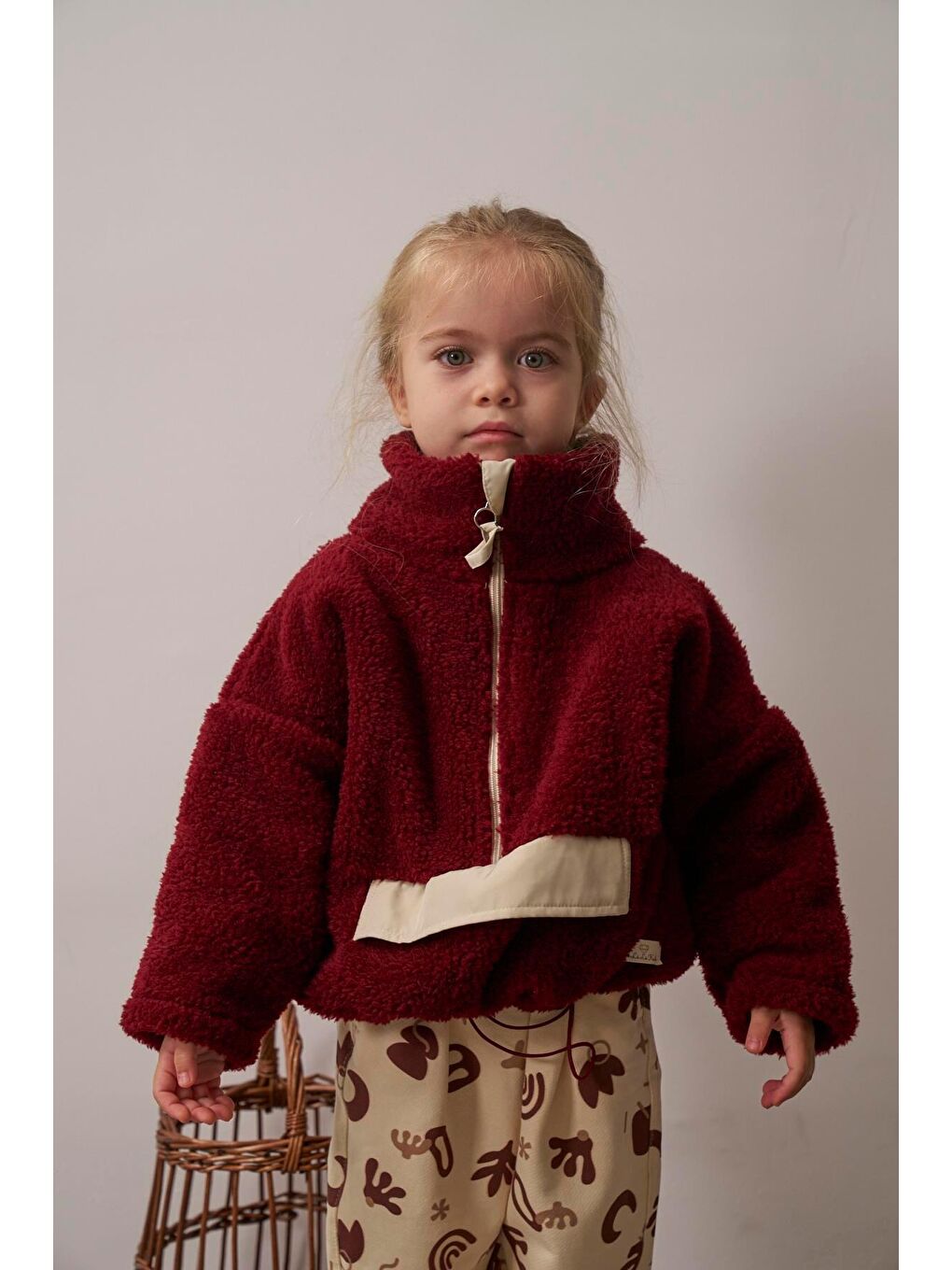 Bordo Wellsoft Yarım Fermuar Çocuk Mont 1-6 Yaş-4