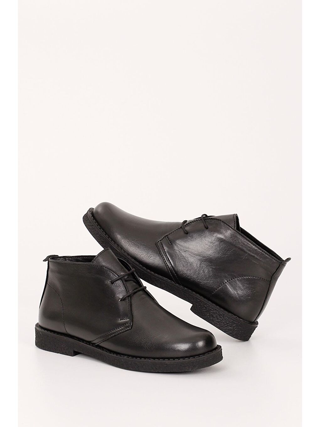 Siyah SİYAH  Hakiki Deri Oxford Kalıp Kauçuk Taban Bağcıklı Kadın Günlük Bot GD456