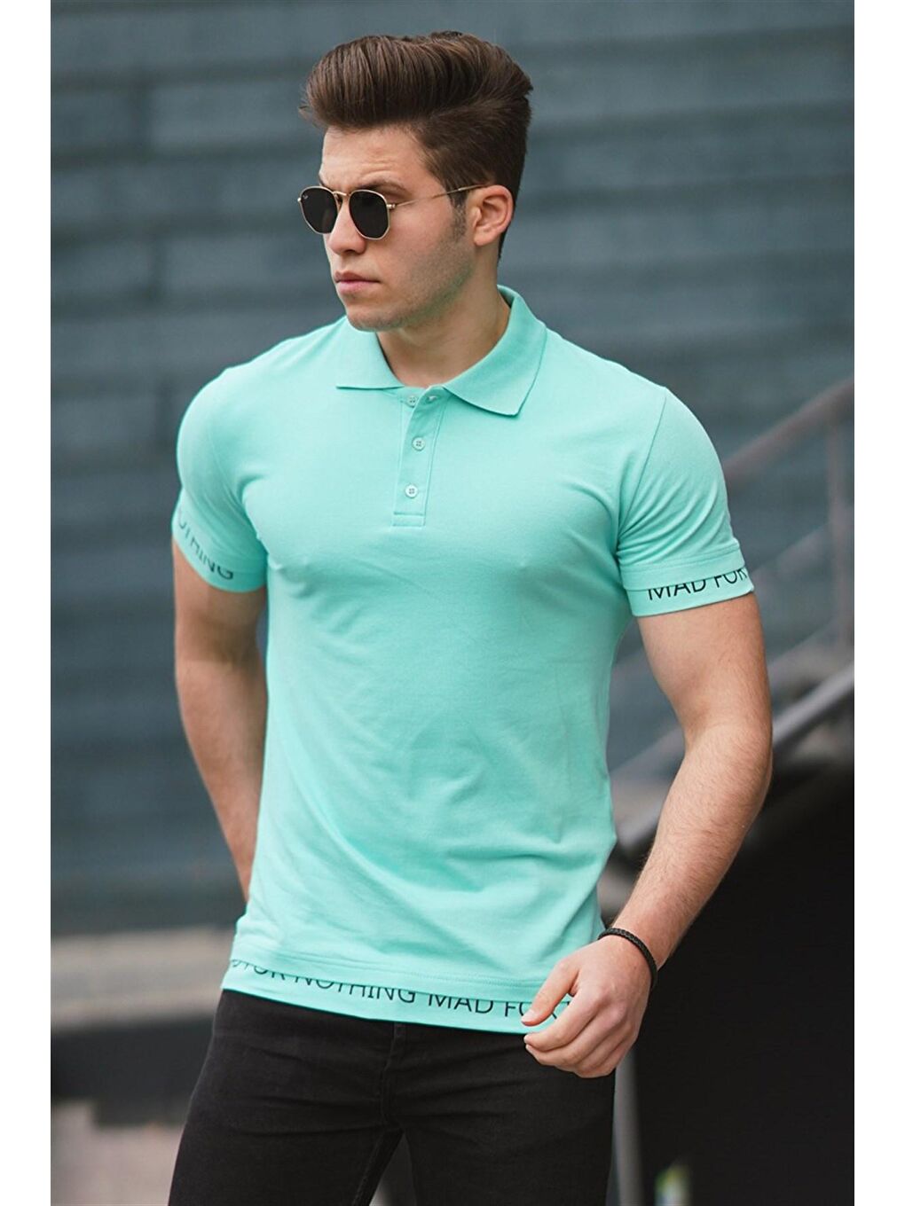 Turkuaz Polo Yaka Erkek Tişört 4586