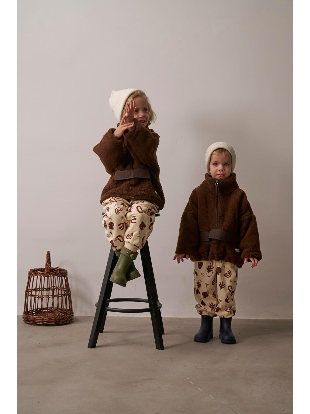 Kahverengi Acı Kahve Wellsoft Yarım Fermuar Çocuk Mont 1-6 Yaş-8