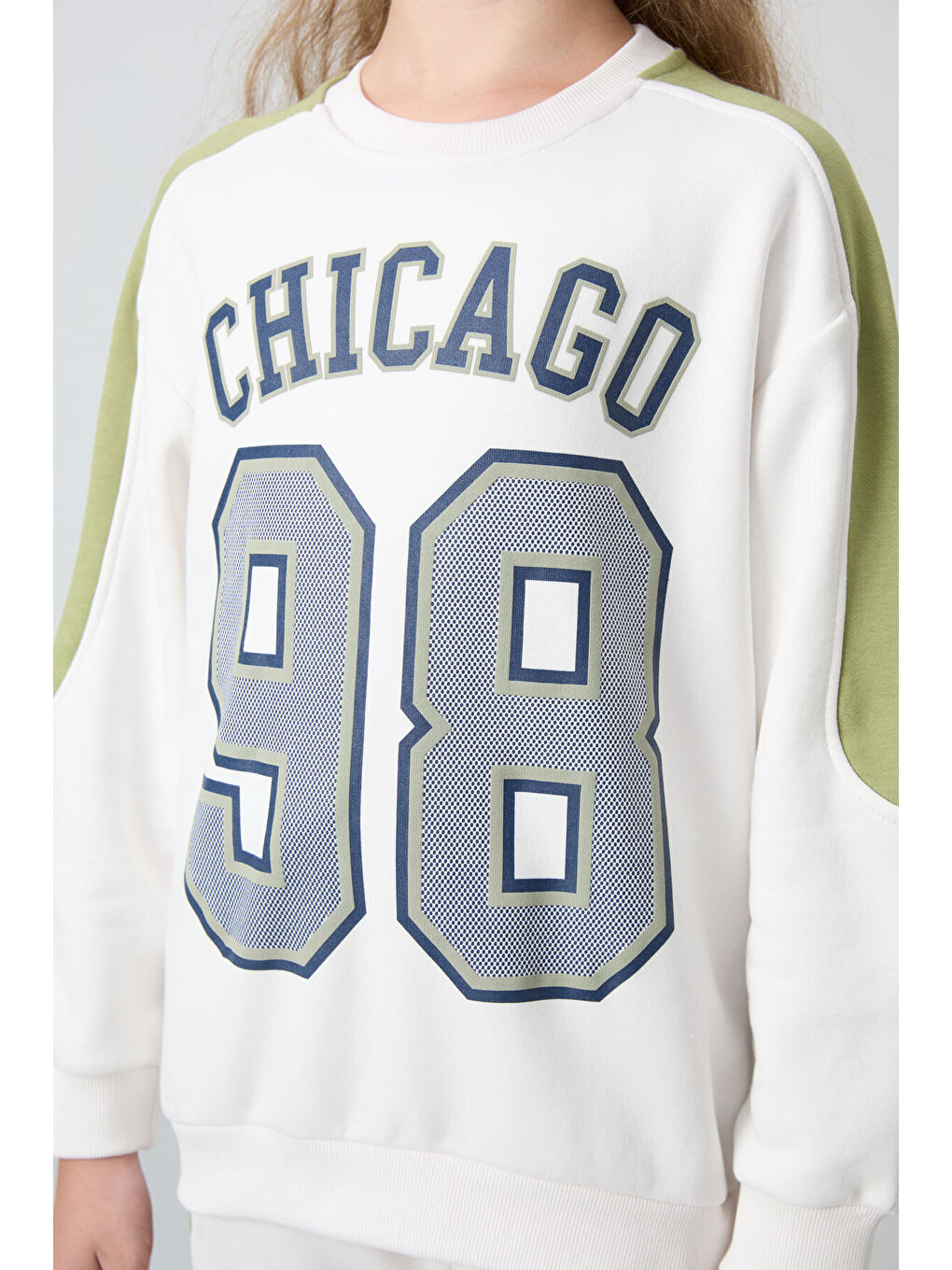 Ekru Pamuklu İçi Tüylü Yumuşak Dokulu Standart Fit Baskılı Kız Çocuk Eşofman Takım - 75170-3