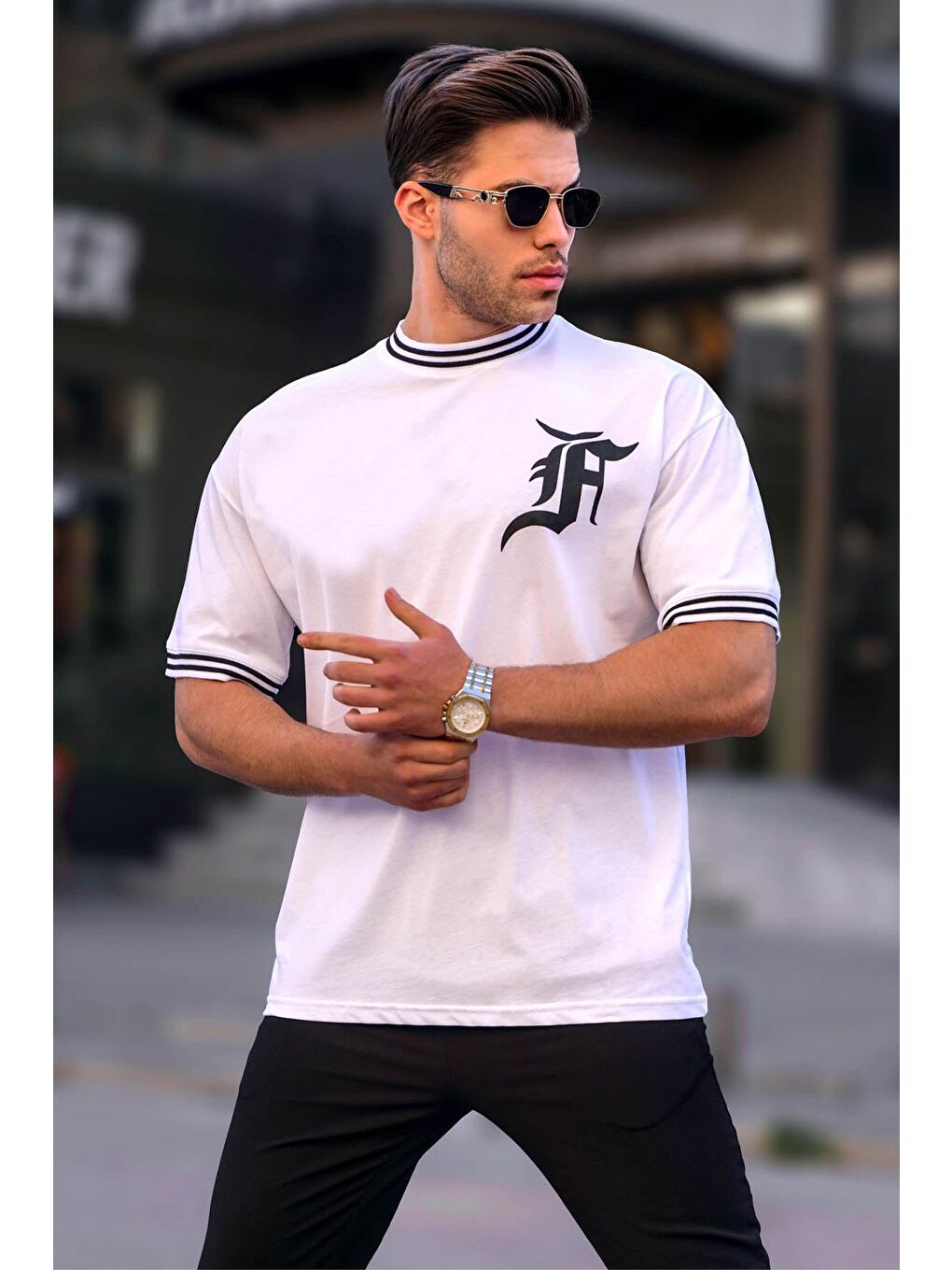 Beyaz Baskılı Regular Fit Erkek Tişört 6062