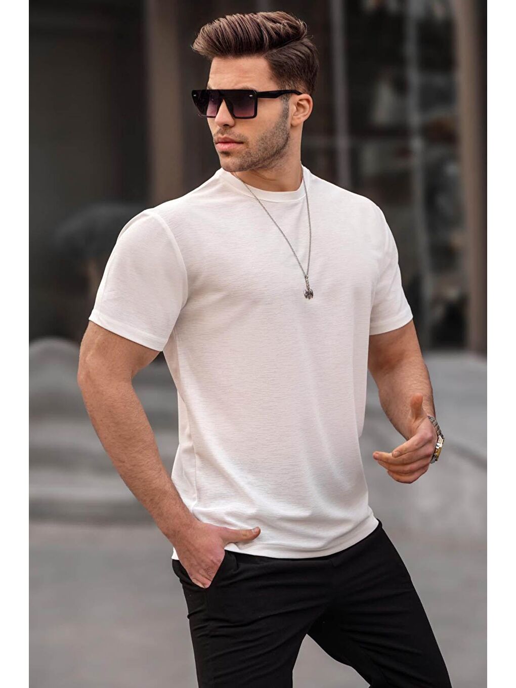 Ekru Regular Fit Basic Erkek Tişört 6069