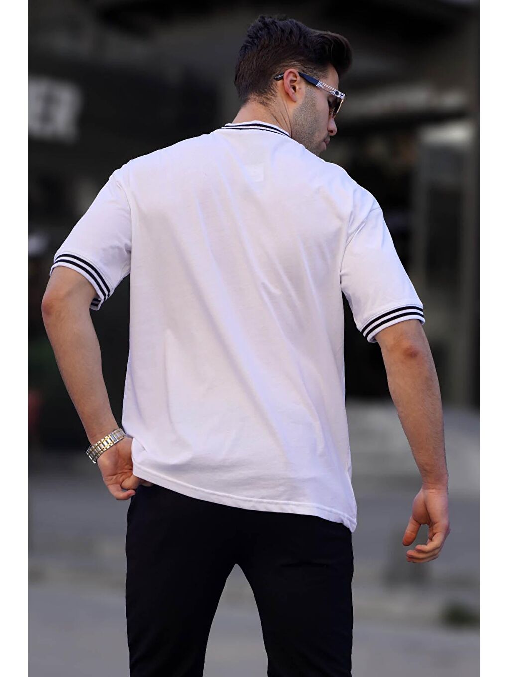 Beyaz Baskılı Regular Fit Erkek Tişört 6062-1