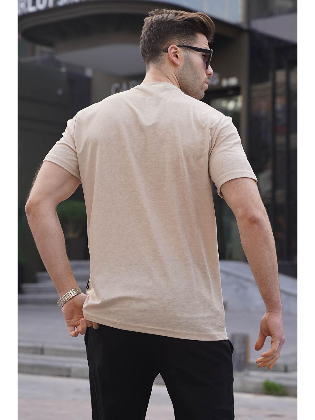 Bej Regular Fit Basic Erkek Tişört 6069-1