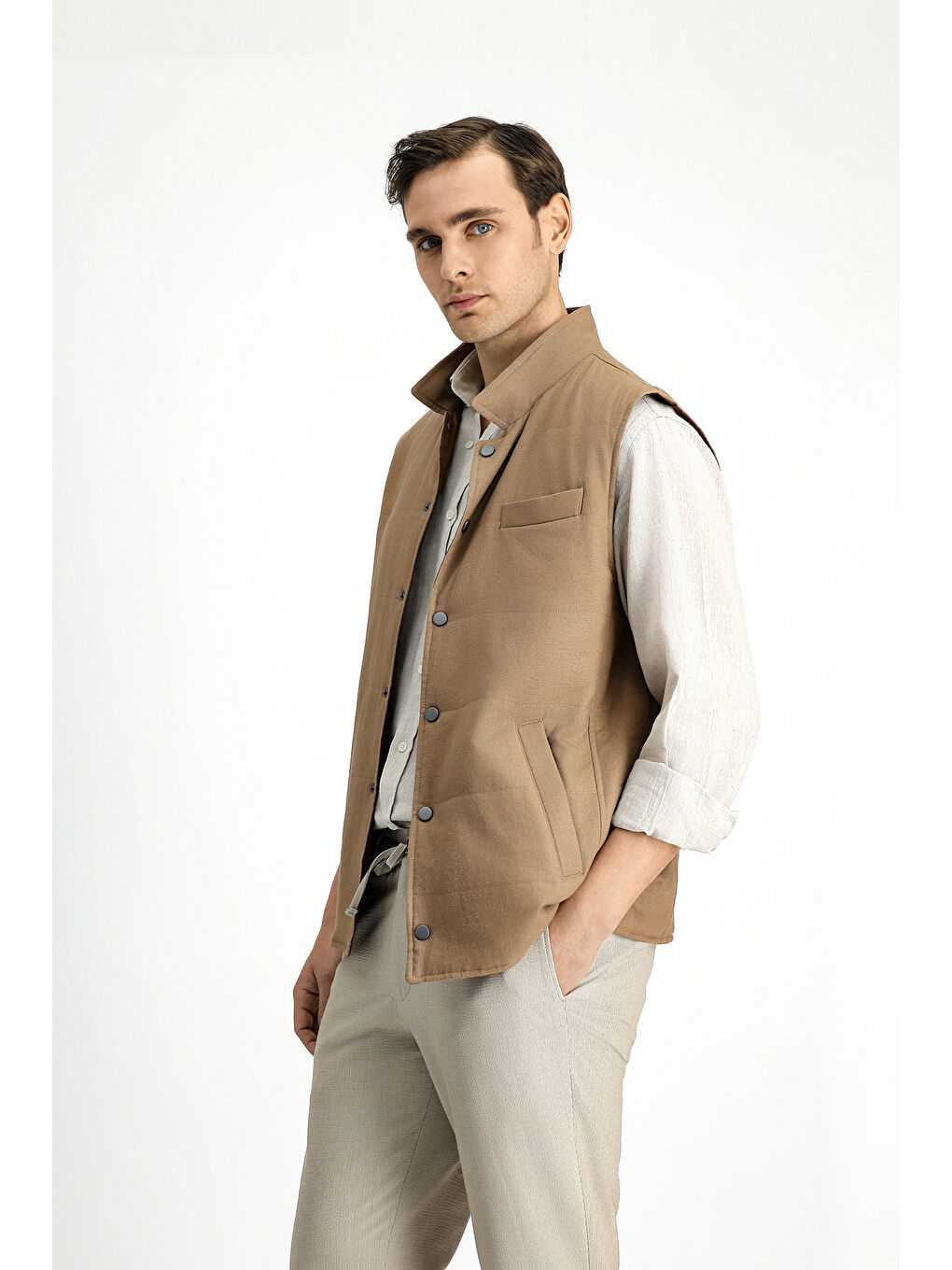 Bej Spor Keten Yelek-2