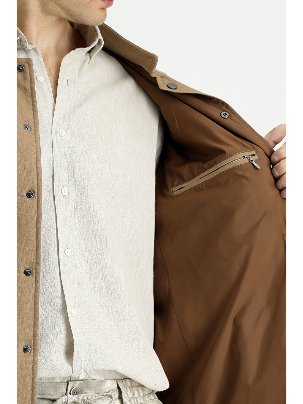 Bej Spor Keten Yelek-4