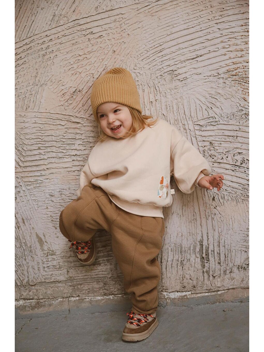 Bej Balıkçı Yaka Polarlı Eşofman Takımı 1-5 Yaş-3