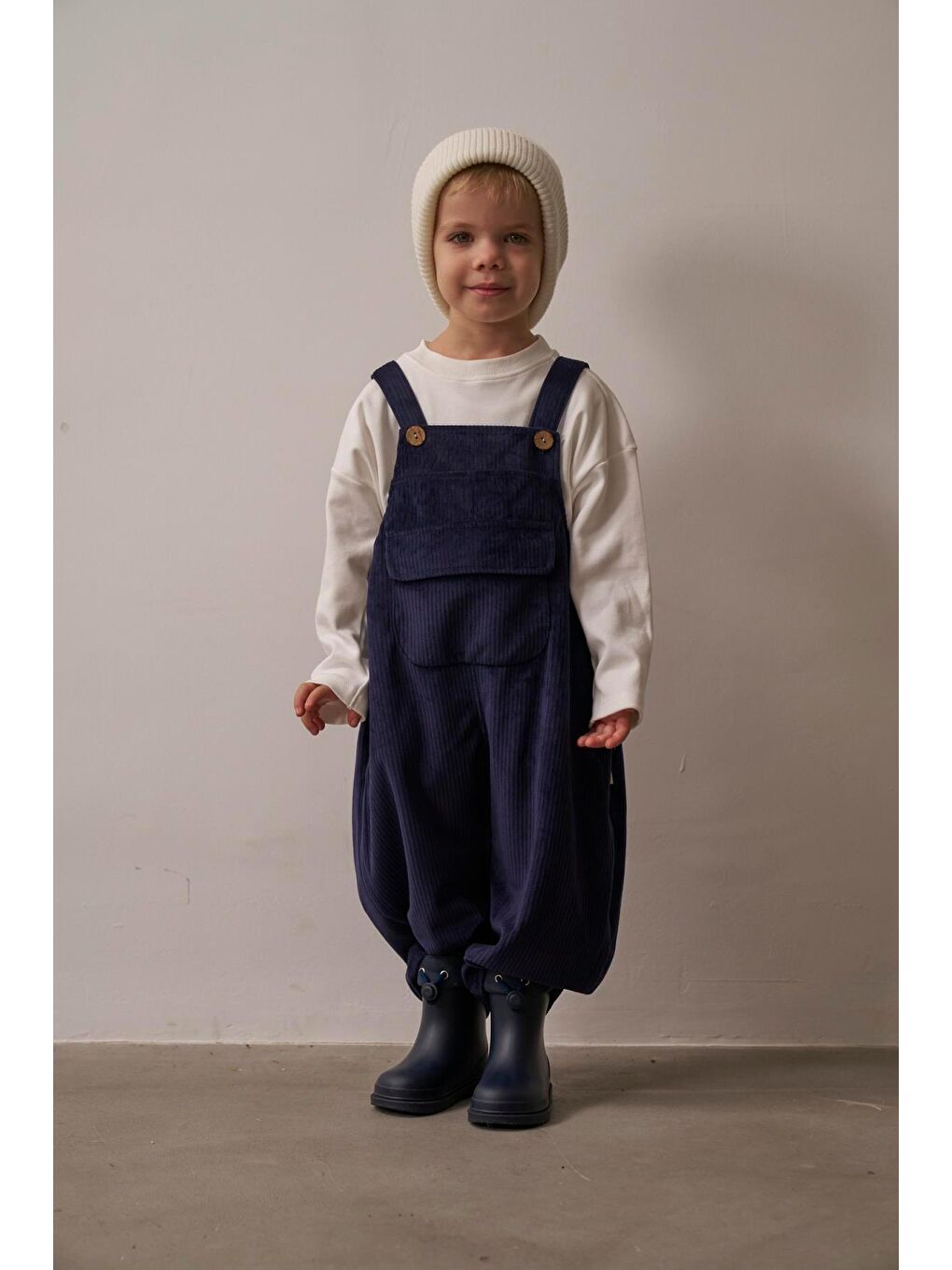 Lacivert Childhood Velvet Çocuk Salopet Tulum-1