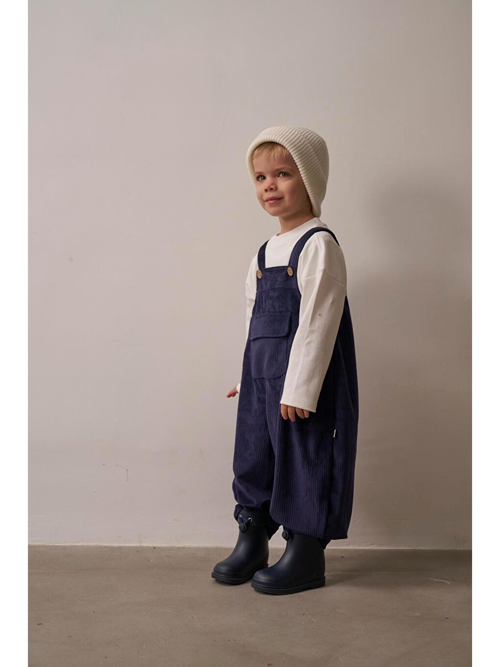 Lacivert Childhood Velvet Çocuk Salopet Tulum-4