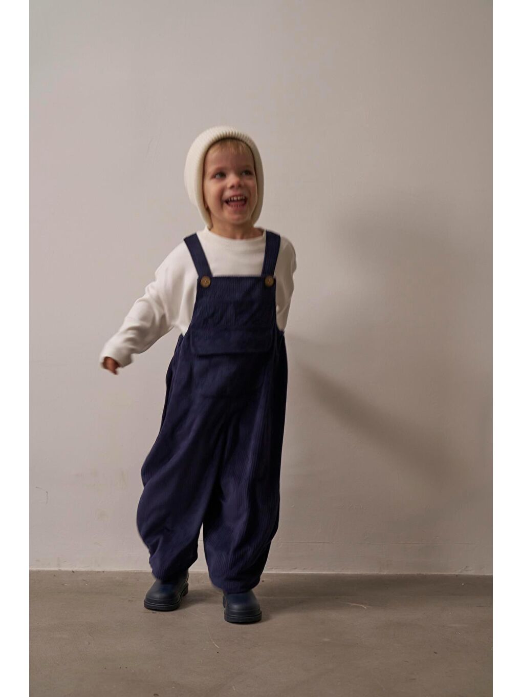 Lacivert Childhood Velvet Çocuk Salopet Tulum-8