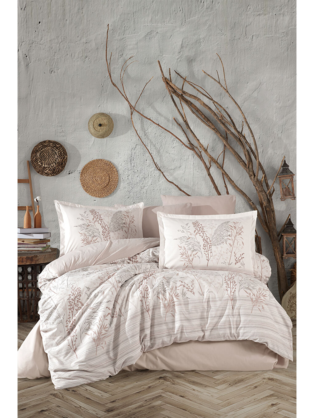 Gri %100 Pamuk Nevresim Takımı Çift Kişilik Betina-1