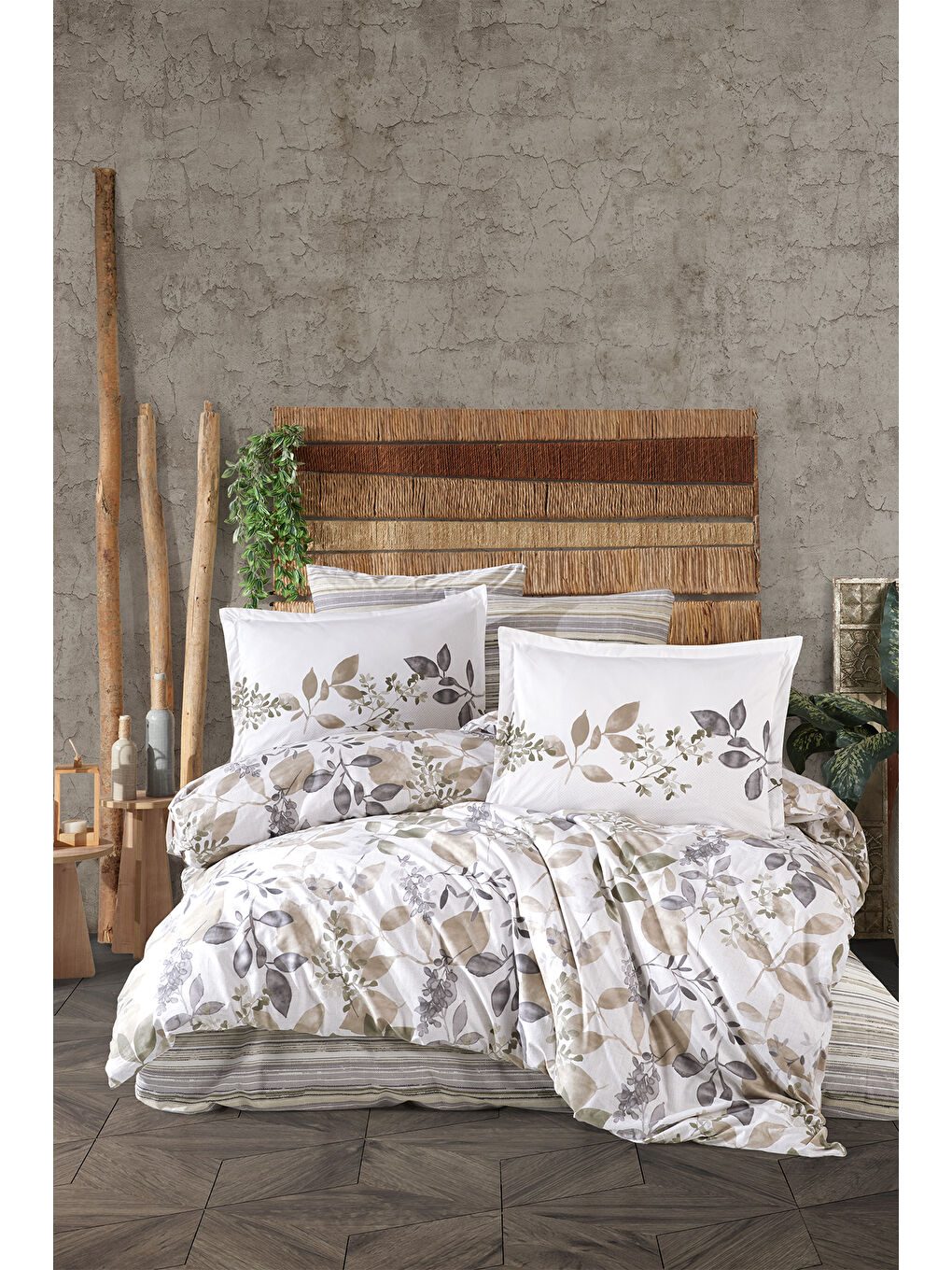 Bej %100 Pamuk Nevresim Takımı Çift Kişilik Azura-2