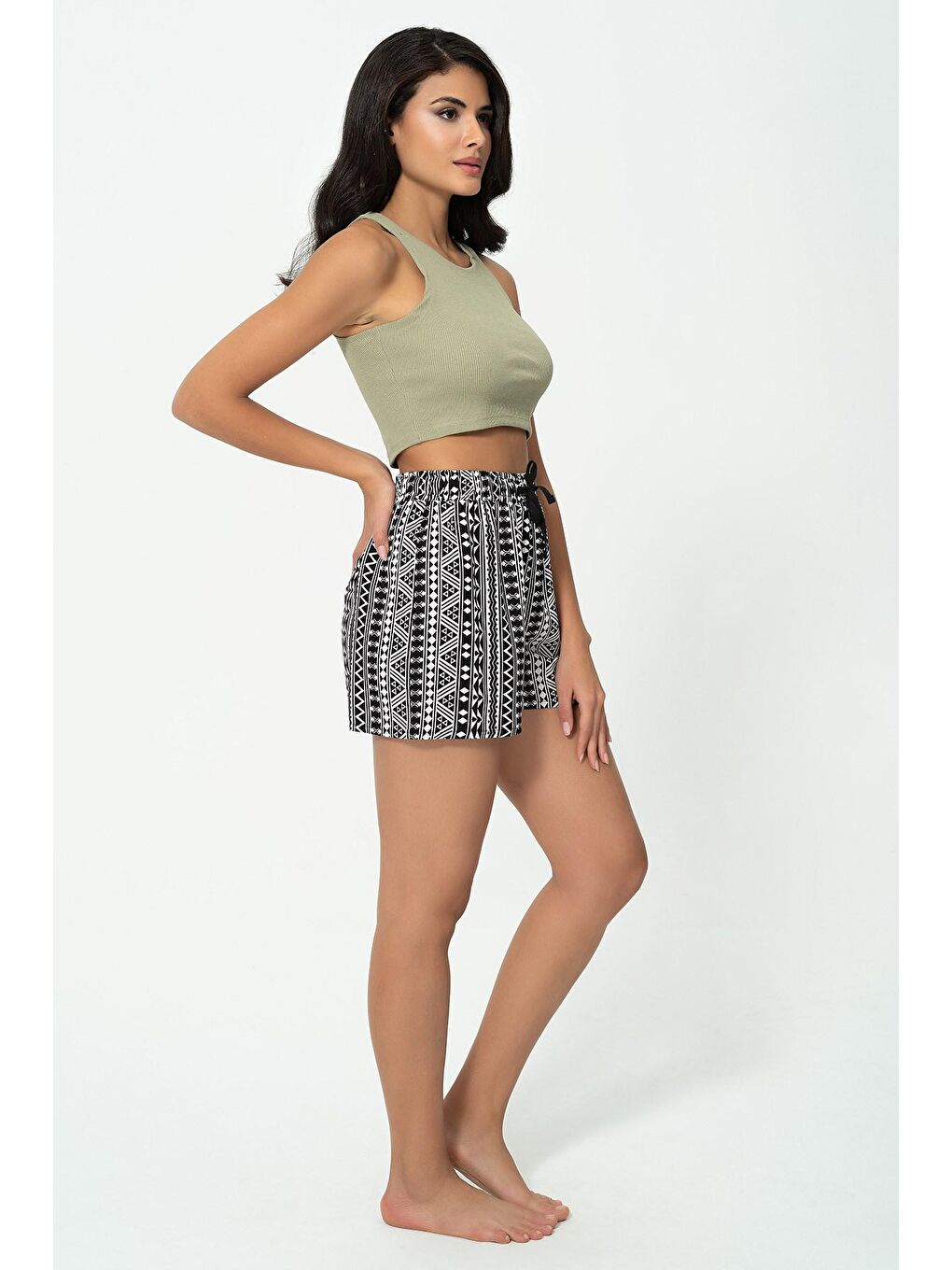 Ribana Yeşil Crop Atlet Şort Takım-2