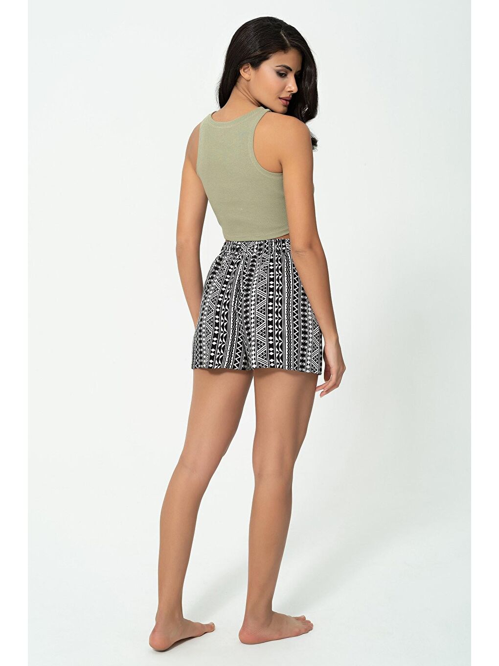 Ribana Yeşil Crop Atlet Şort Takım-3