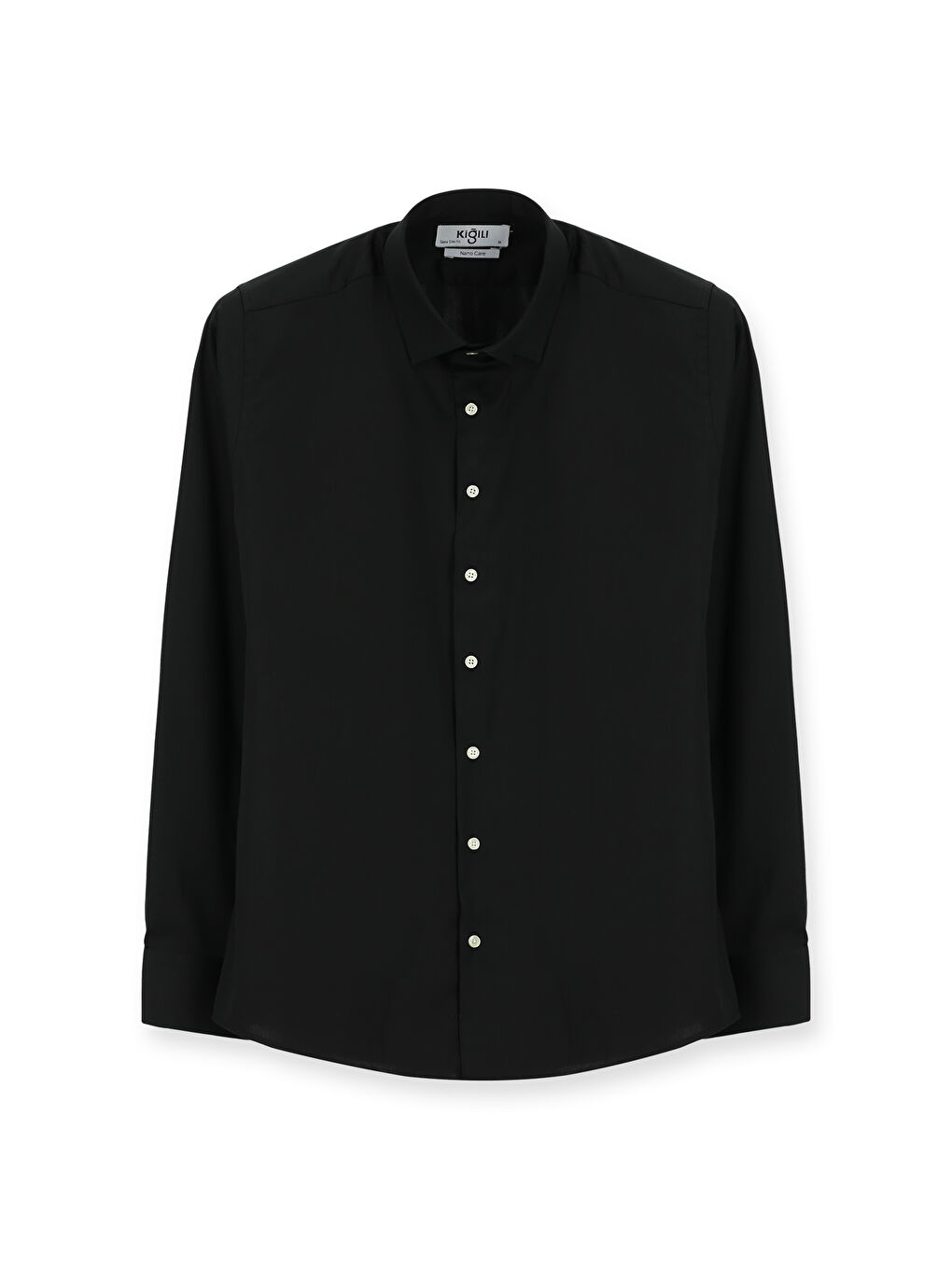 Siyah Uzun Kol Slim Fit Dar Kesim Klasik Pamuk Gömlek-5