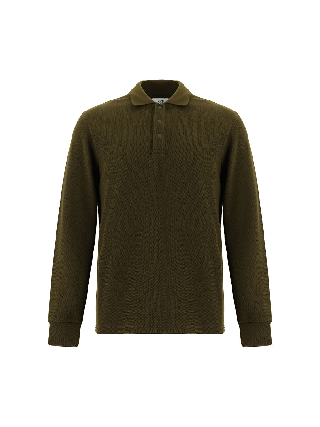 Haki Polo Yaka Regular Fit Desenli Sweatshirt-6