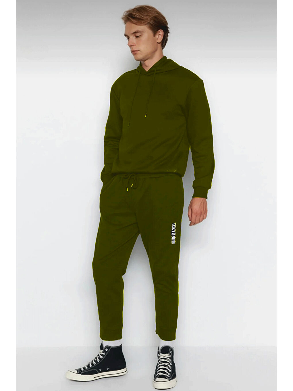 Haki Erkek Regular Fit Tokyo Baskılı İnce Eşofman Altı-2