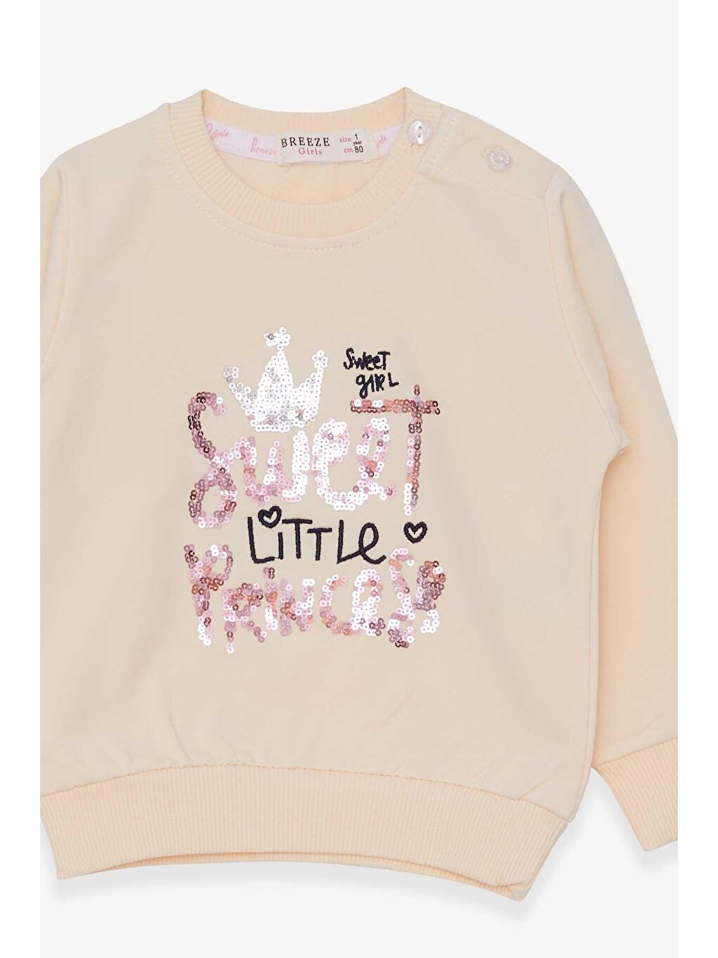 Breeze Krem Kız Bebek Sweatshirt Nakışlı Pullu Krem (1-2 Yaş) - 3