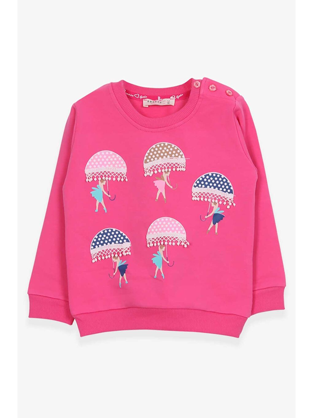 Breeze Pembe Kız Çocuk Sweatshirt Şemsiyeli Kız Baskılı Pembe (1.5-3 Yaş) - 2