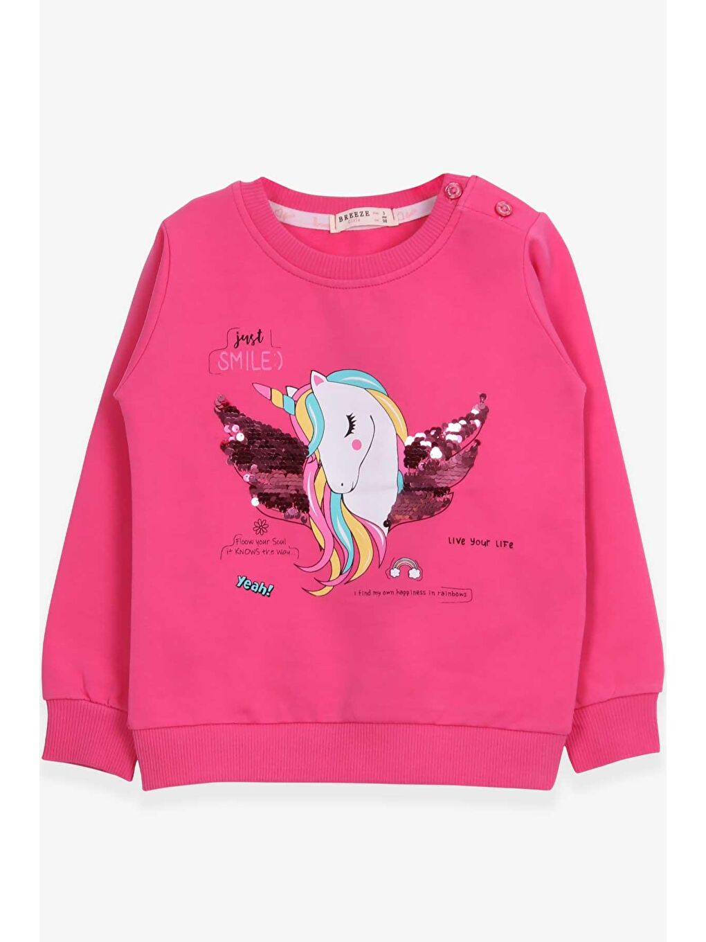 Breeze Pembe Kız Çocuk Sweatshirt Unicorn Baskılı Pembe (2 Yaş)