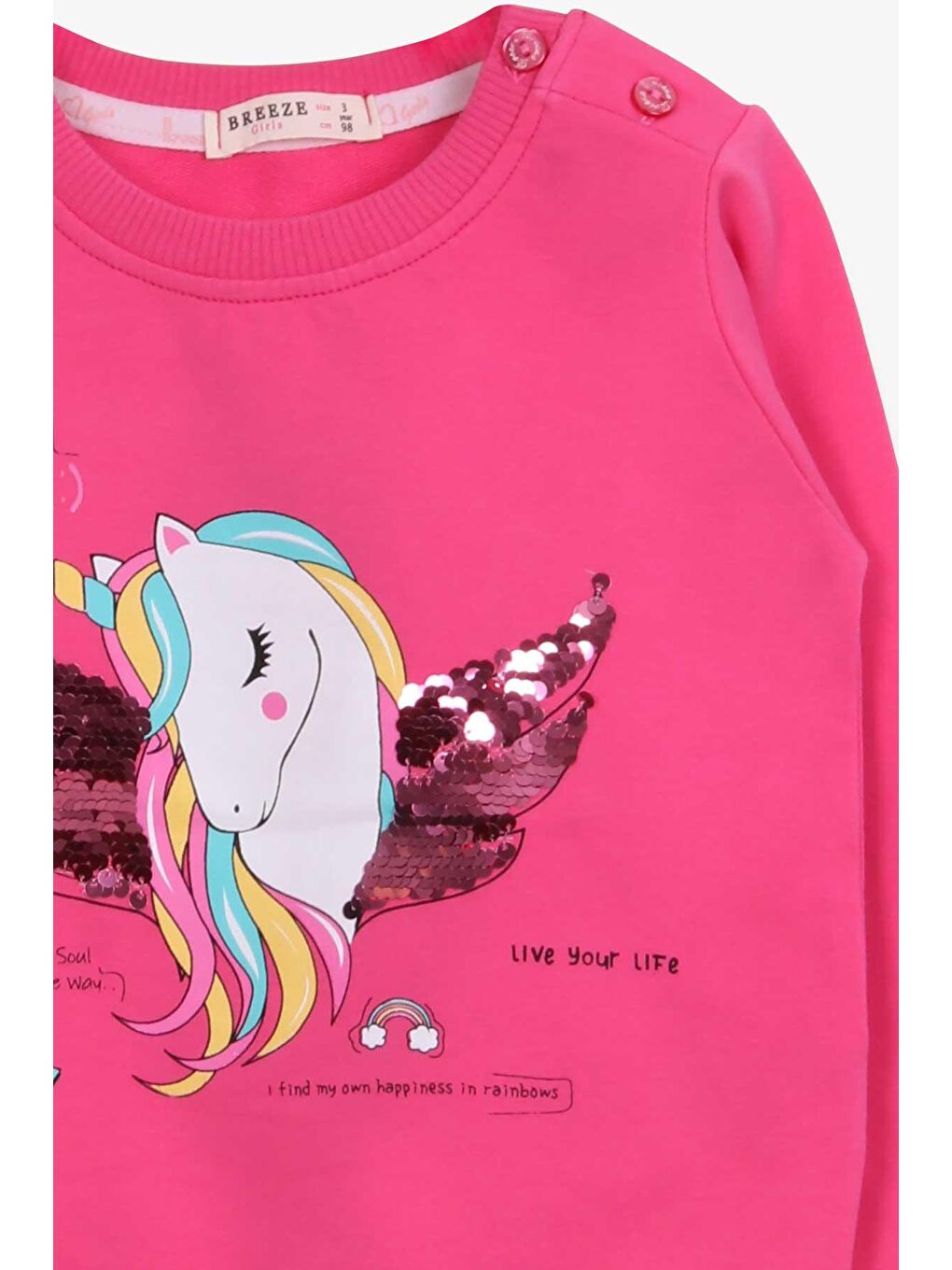 Breeze Pembe Kız Çocuk Sweatshirt Unicorn Baskılı Pembe (2 Yaş) - 2