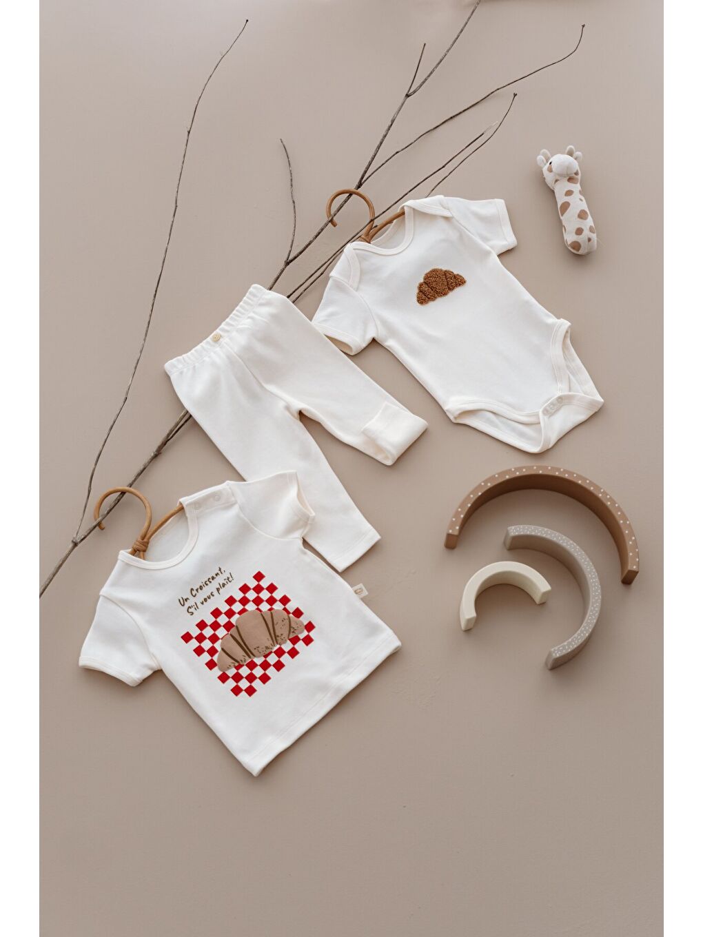 Ekru Kruvasan Serisi 3lü Set-6