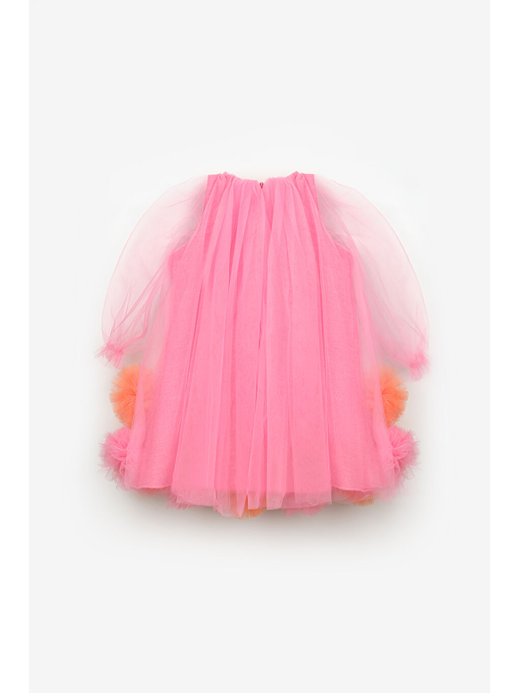 Fuşya Uzun Kollu Etek Ucu Ponpon Detaylı Kız Çocuk Elbise - Kathy-5