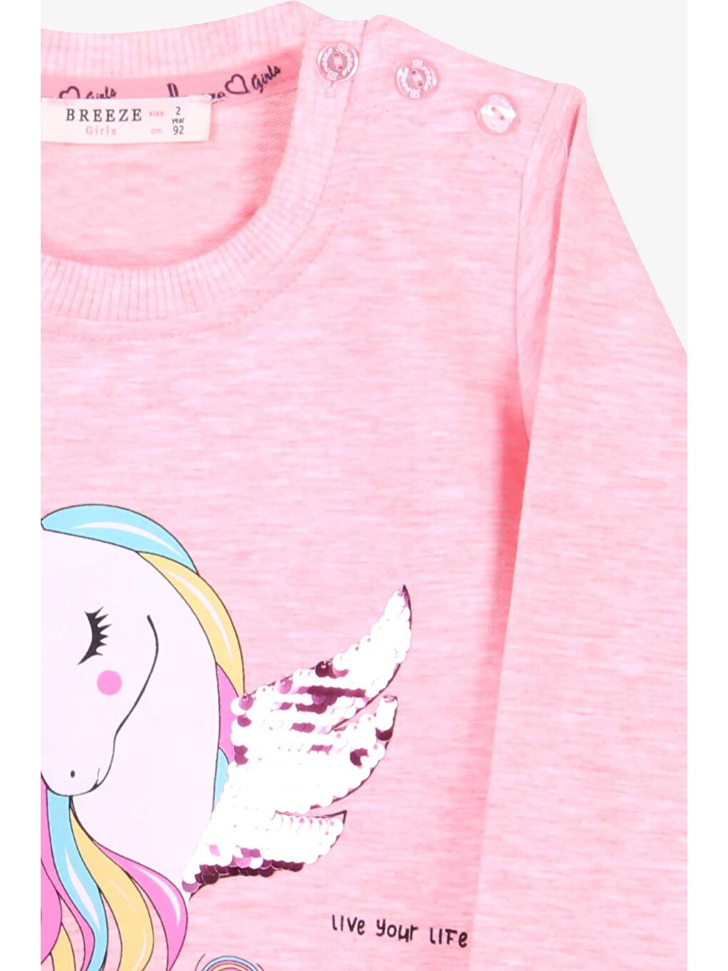 Pembe Kız Bebek Sweatshirt Somon Melanj (2 Yaş)-2