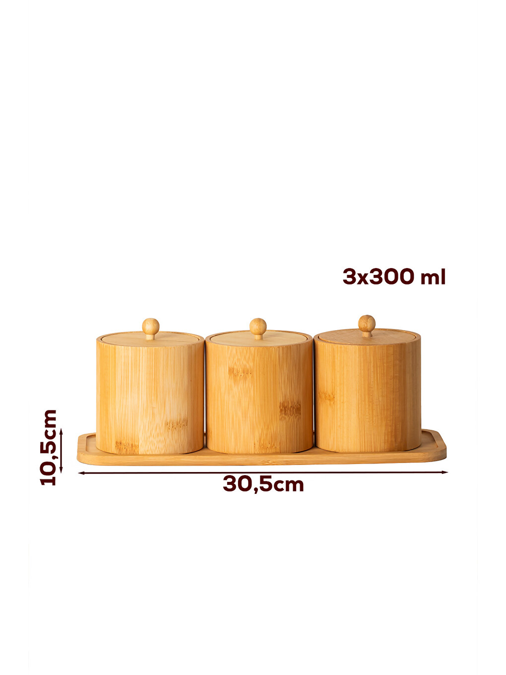 Kahverengi Pbt-604 Bambu Çok Amaçlı Standlı Saklama Kabı Organizer 4 Parça Baharat Seti-3