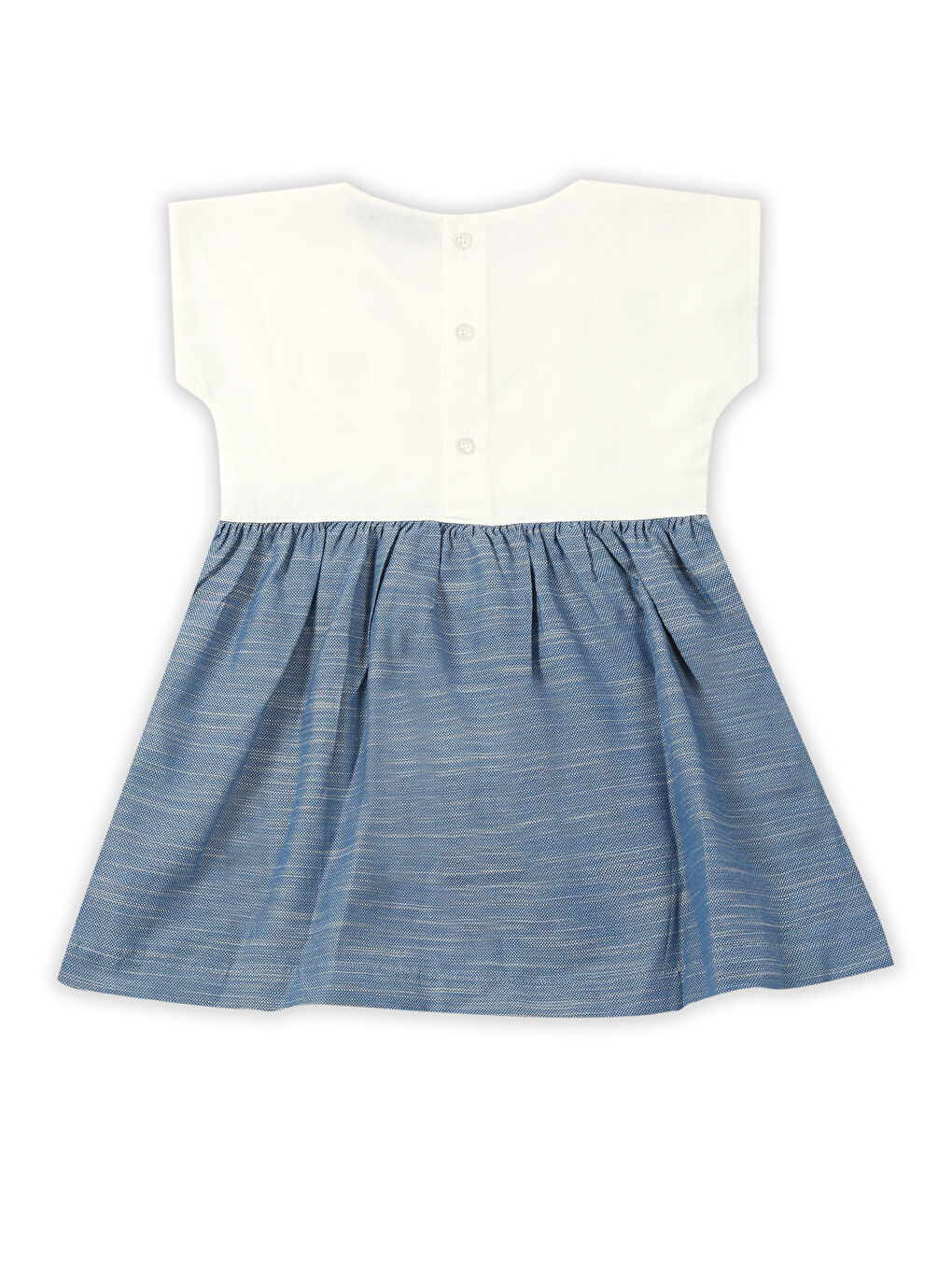 Beyaz Bisiklet Yaka Kolsuz Nakışlı Kız Bebek Elbise-1