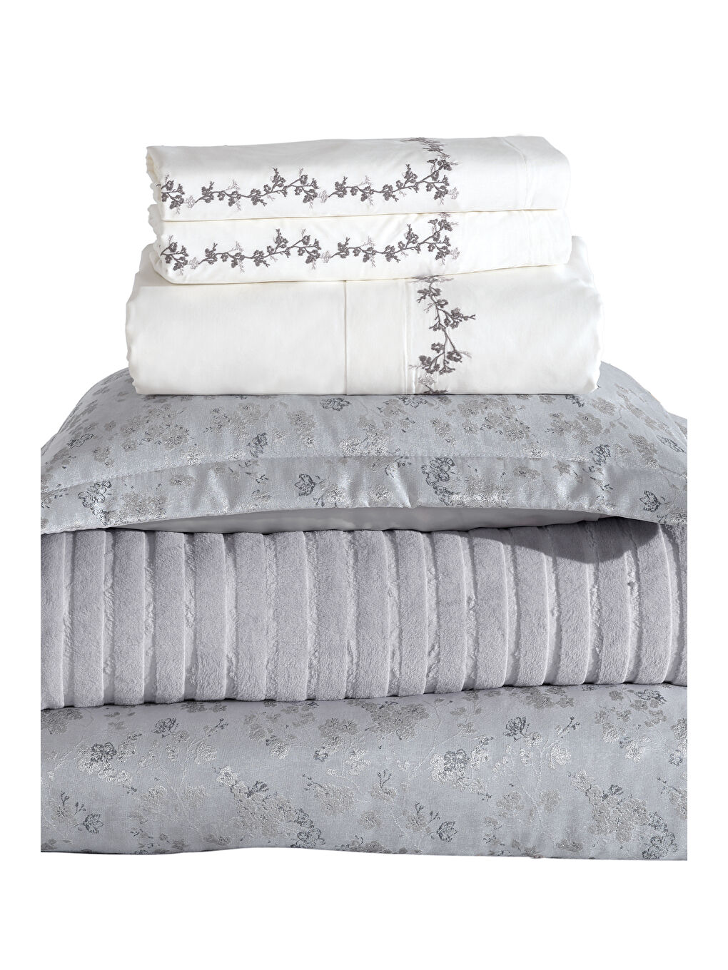 Flora Çeyiz Paketi 10 Parça Gri-3