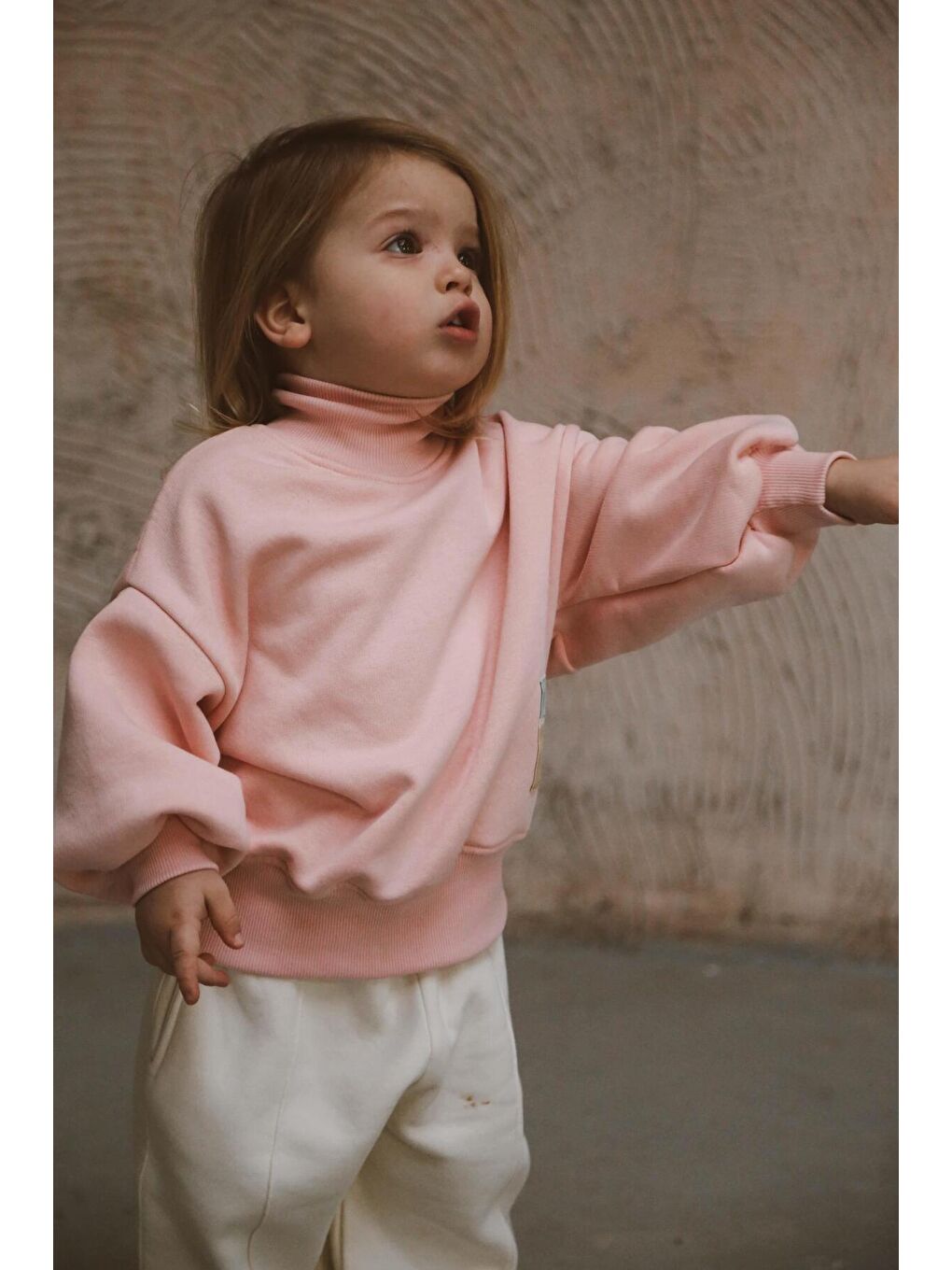 Pembe Balıkçı Yaka Polarlı Eşofman Takımı 1-5 Yaş-2