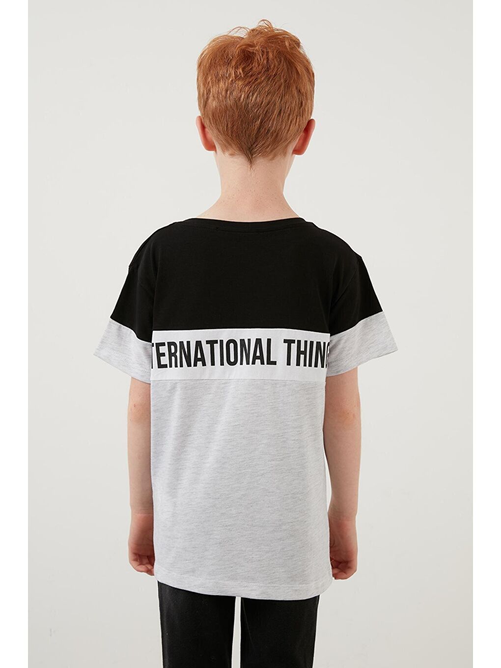 Siyah Renk Bloklu Bisiklet Yaka Pamuklu T Shirt 6211017-4