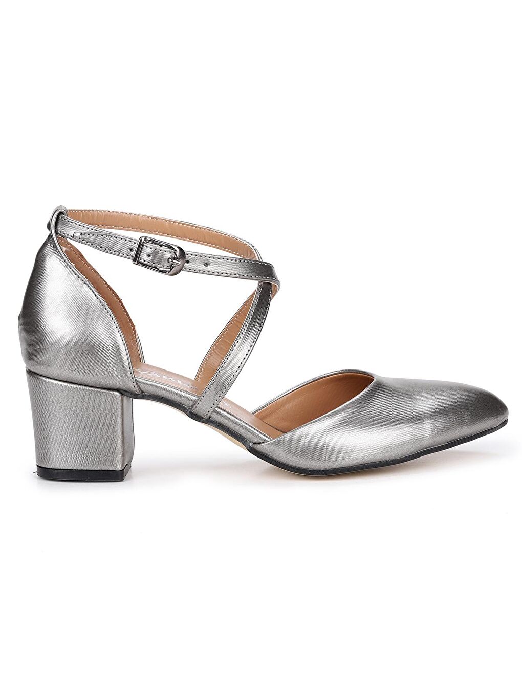 Bej Parlak 5 Cm Topuklu Kadın Ayakkabı 1990-120-3