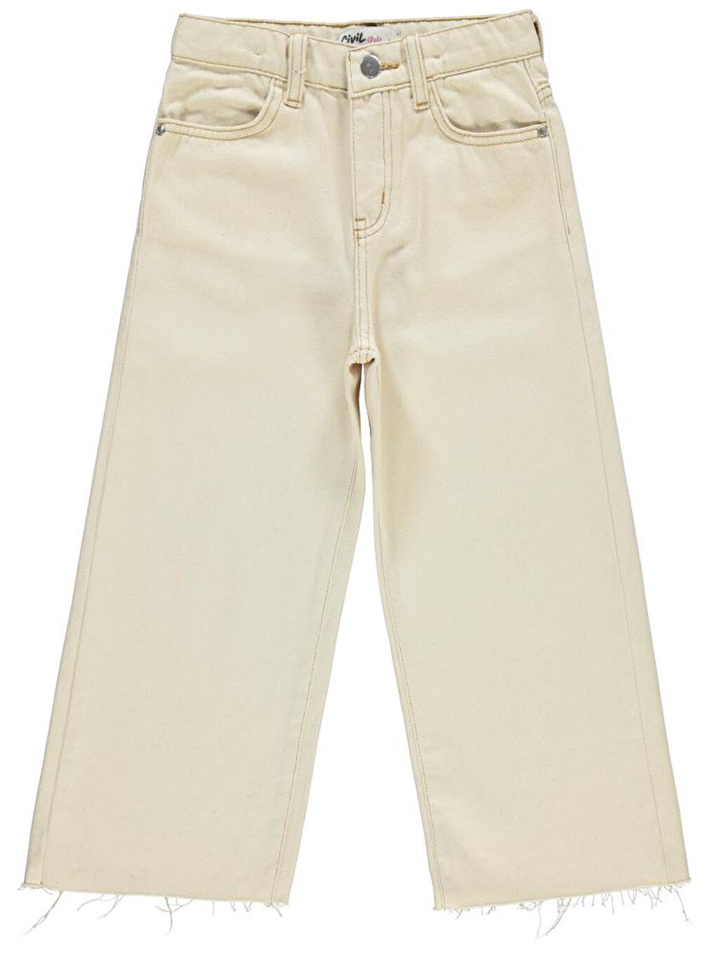 Ekru Girls Kesik Paça 6-9 Yaş Pantolon-3