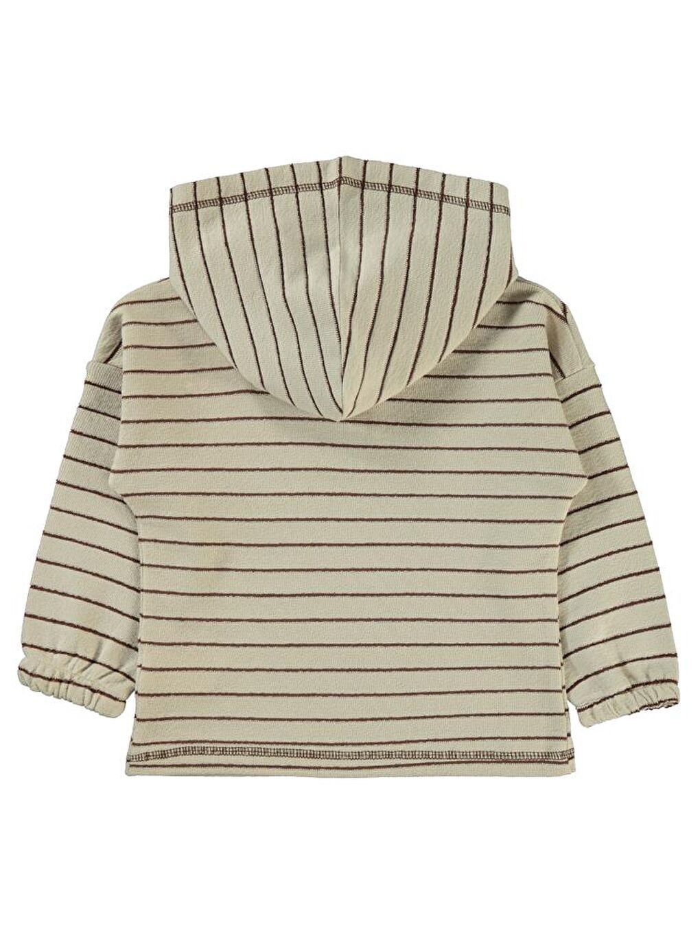 Bej Boys Çizgili Patlı Kapüşonlu 2-5 Yaş Sweatshirt-1