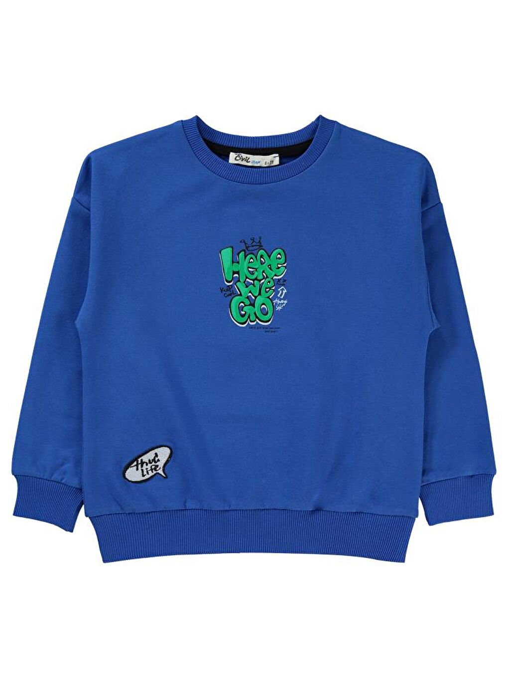 Mavi Boys Here Baskılı 10-13 Yaş Sweatshirt-1